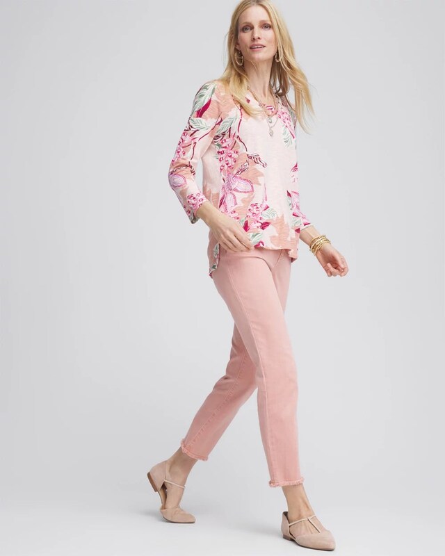 Floral Slub 3/4-Sleeve Tee - image 2